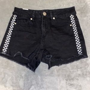 Almost famous black jean shirts with checkered print sides